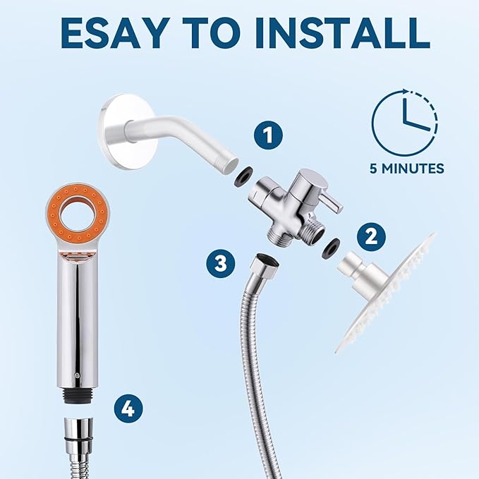 Dog Shower Attachment, 3 Mode Handheld Sprayer with ON/OFF Switch, G1/2" Metal Diverter, 100 Inches Stainless Steel Hose, No Drill Holder, for Pet and Dog Washing in Bathroom-PurrikoPets