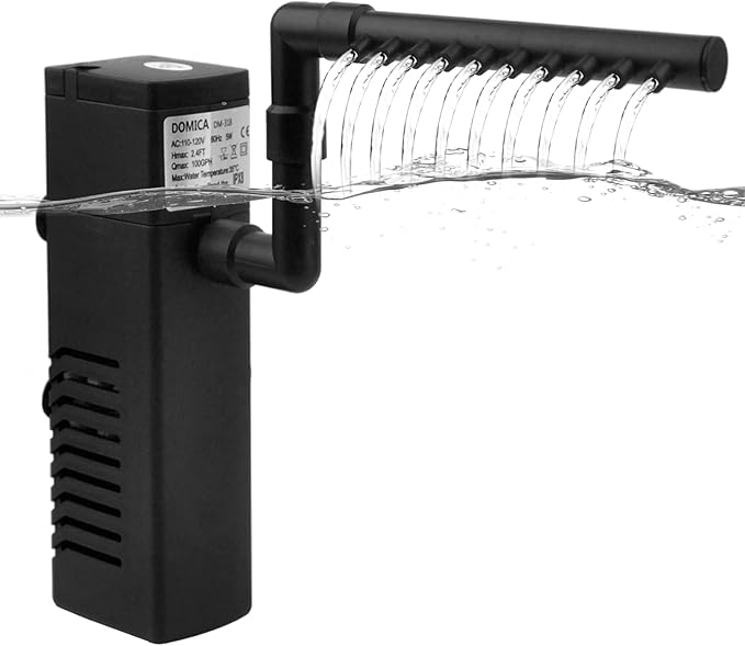 DOMICA Internal Aquarium Filter with Aeration System 100GPH 5W Power Filter for 5 to 15 Gallons Fish Tank, Submersible Fish Tank Filter-PurrikoPets