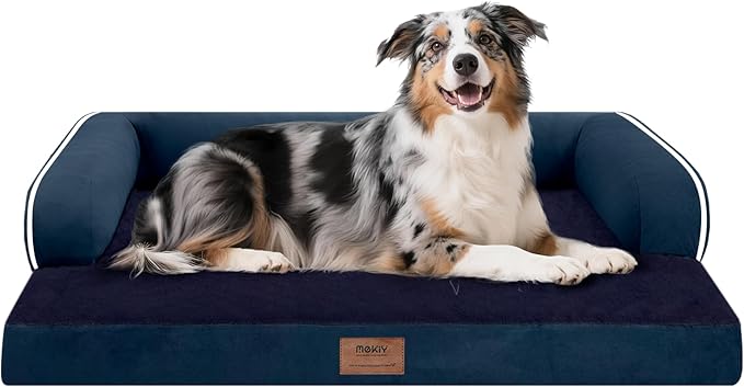 Extra Large Dog Bed-Orthopedic Waterproof XL Dog Bed for XLarge Extra Big Dogs - Foam Couch Sofa Washable with Removable Cover-Navy Blue-PurrikoPets