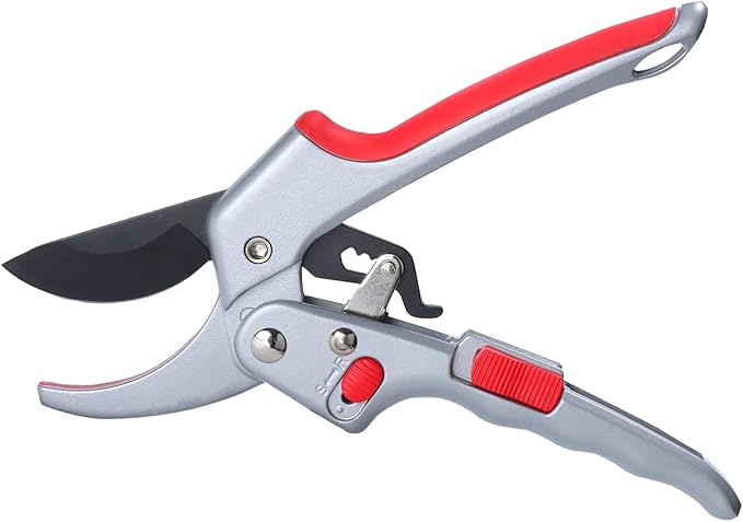 Garden clippers, premium Germany pruners, Work 3 times easier, professional ratchet pruning shears, cutting rose, flower, hedge, stem, tree, Sharp gardening scissors, Arthritis weak hand snips-PurrikoPets