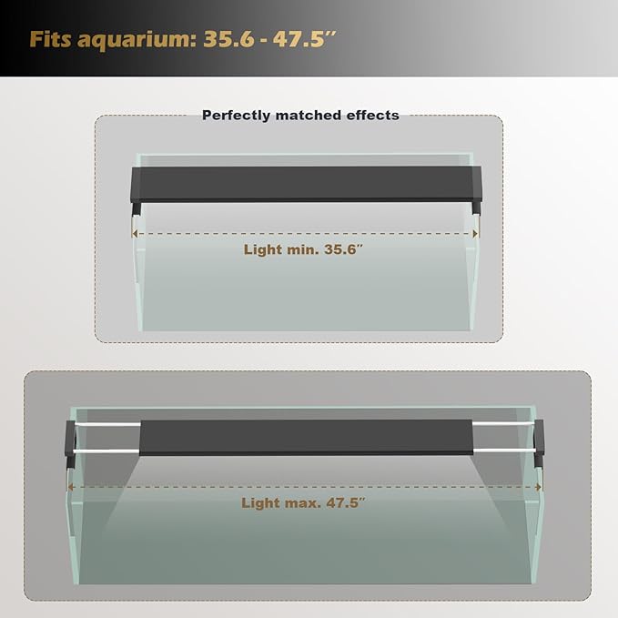 GLOWRIUM Smart Aquarium Light, Bluetooth + WiFi Dual Control Freshwater Fish Tank Light with App, Multi-preset Spectrum, Brightness Adjustable, Anti-Drop, Real Time Water Temperature Sensor (36-48 in)-PurrikoPets