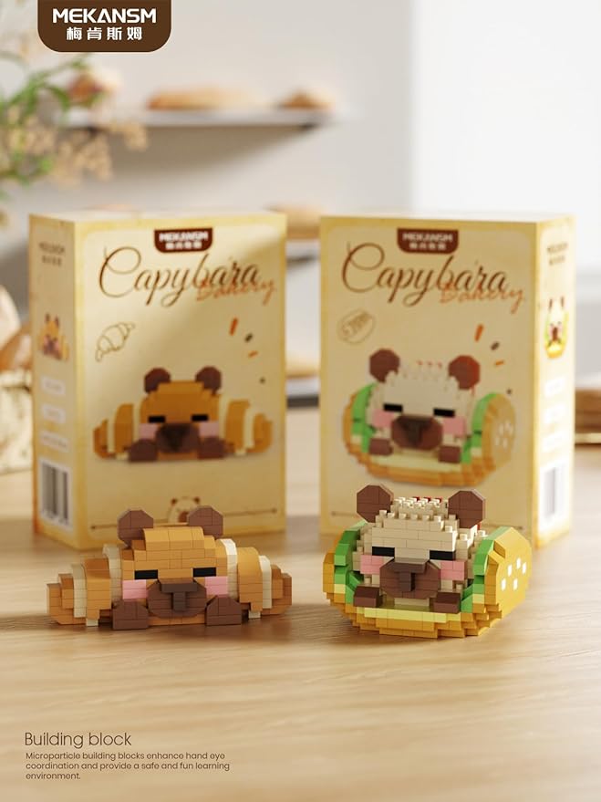 6 Set Cute Capybara Baking Bread Series Mini Building Toy Kawaii Animals Set Micro Adorable Pet Buildings Small Bricks Gifts Toys-PurrikoPets