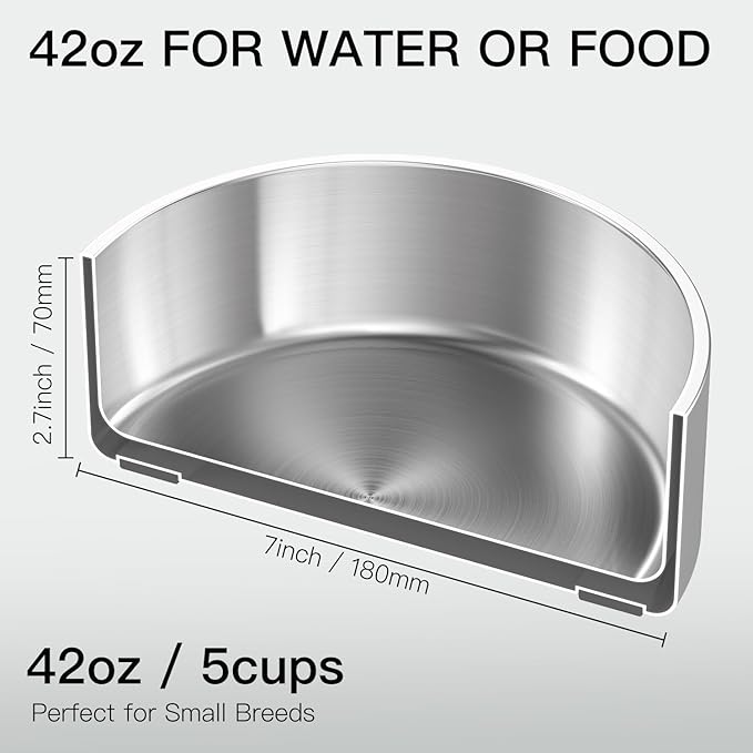 42oz Double Layer 304 Stainless Steel Dog Bowl - Insulated & Durable | Non-Slip Base | Easy to Clean | BPA-Free Safe Dog Food and Water Bowl-PurrikoPets