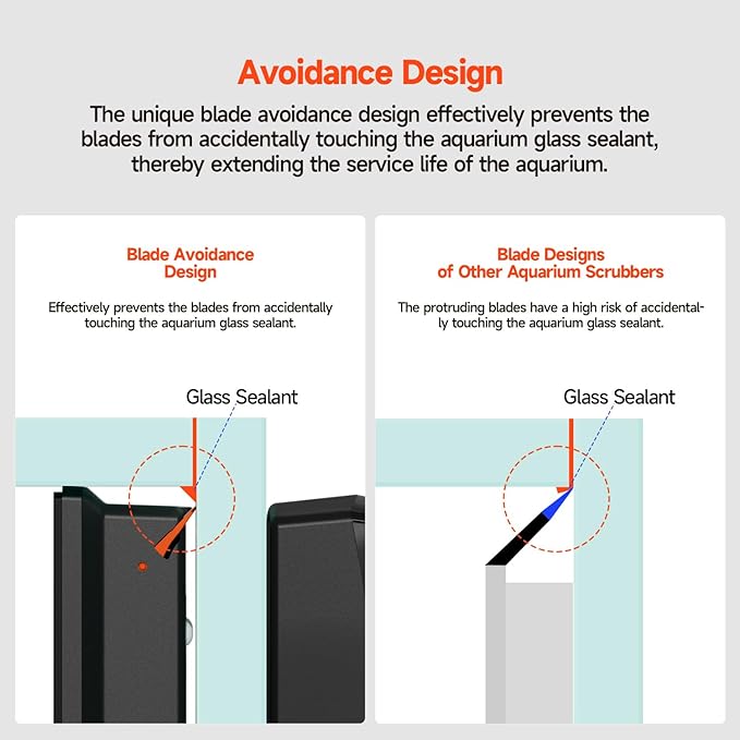 Elyron Dual Scraper Magnetic Aquarium Cleaner,Strong Magnetic Fish Tank Cleaner & Aquarium Algae Scraper for Glass/Acrylic Tanks (Small for ≤1/2" (12mm) Thick Glass)-PurrikoPets