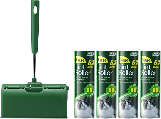 Fedicelly Large Lint Rollers Pet Hair Extra Sticky Furniture,Cat Dog Hair Remover Laundry Clothes Carpet,6.3 inches Wider with 320 Sheets Giant Lint Remover Brush for Couch-PurrikoPets