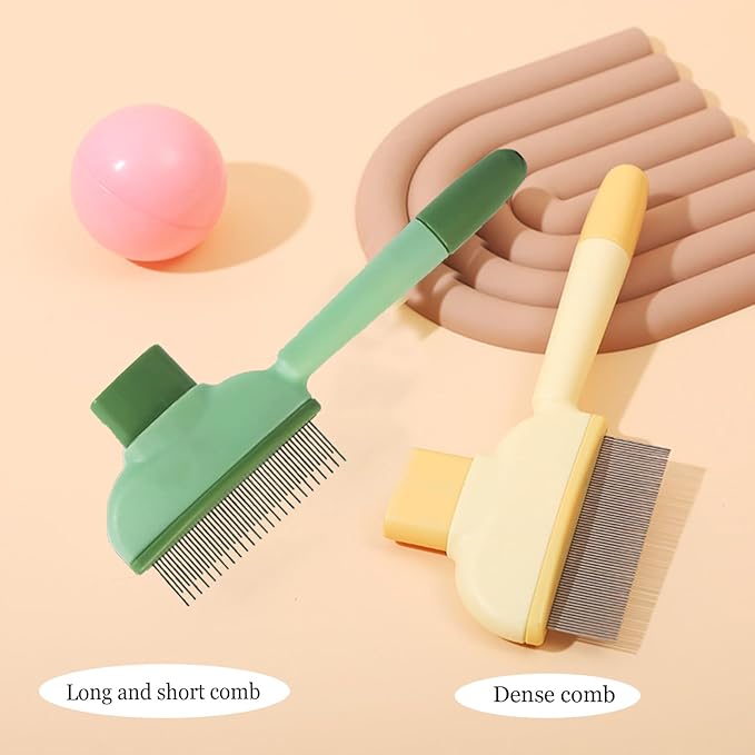 Flea Comb for Cats Dogs Brush for Shedding Pet Hair Removal Comb with Long & Short Stainless Steel Teeth for Deshedding-PurrikoPets