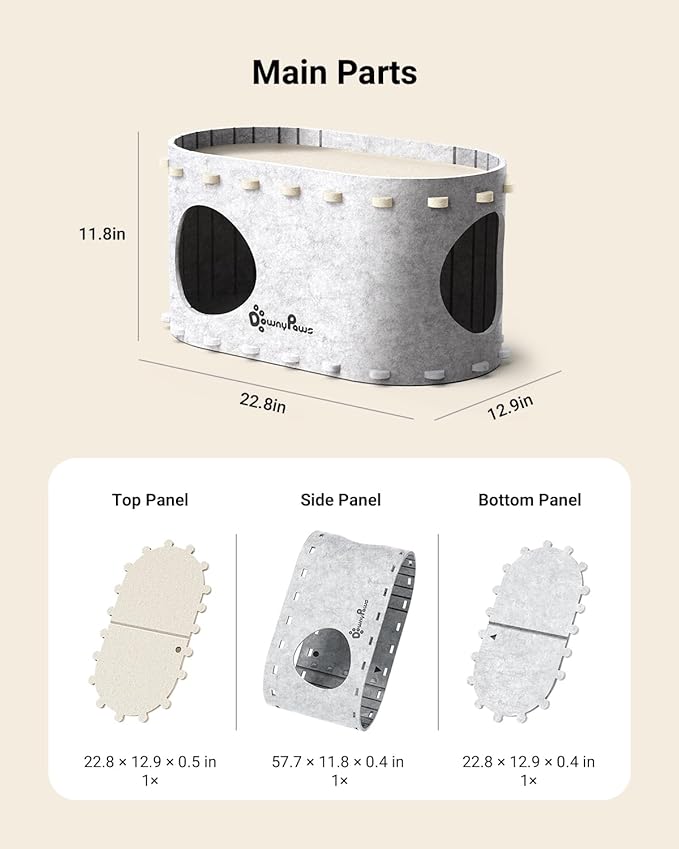 DownyPaws Cat House for Indoor Cats, Cat Bed Cave for Multiple & Large Cats Up to 22 Lbs, Scratch Resistant Peekaboo Cat Caves, Foldable Tunnel Enclosed Bed, PeekaPurr, Marble-PurrikoPets