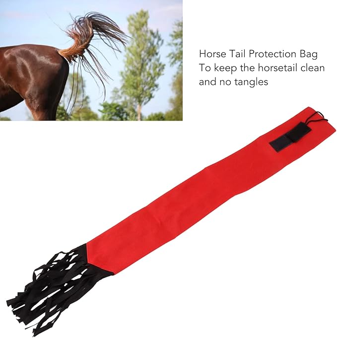 GLOGLOW Horse Tail Bag, Design Horse Tail Guard with Fringe for Keep Tail and Protected (Red)-PurrikoPets