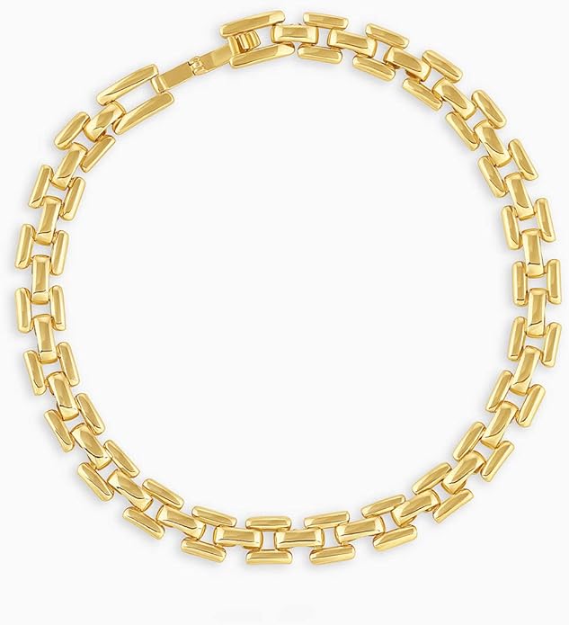 gorjana - Brooklyn Bracelet 7"-7 1/4" - 18k Gold Plated Brass - Textured Chain Links - Stylish Retro Design - Versatile Stacking, Lightweight Comfort