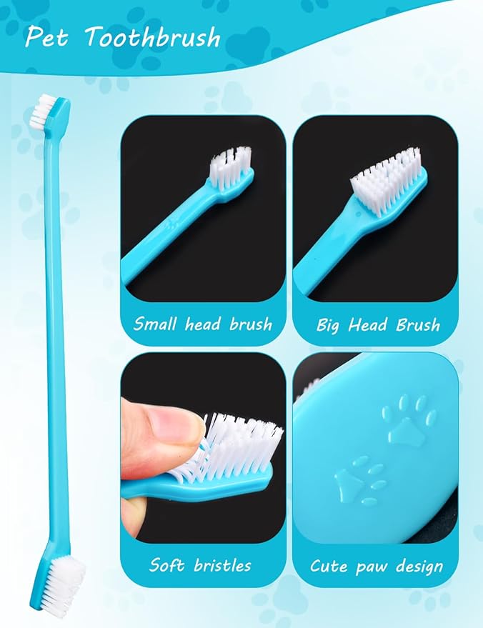 300 Pcs Dog Toothbrush Kit, Dual-Headed Toothbrush for Dogs & Cats, 10 Colors-PurrikoPets