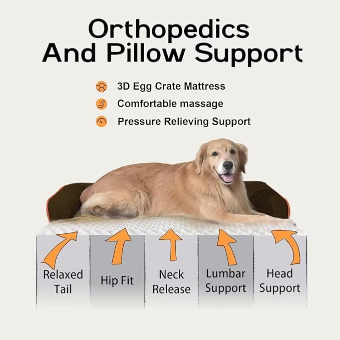 Orthopedic Large Dog Bed Washable: Brown Gaint Size Dog Beds with Removable Washable Cover, XXXL Large Orthopedic Dog Beds for Big Pet Dogs-PurrikoPets