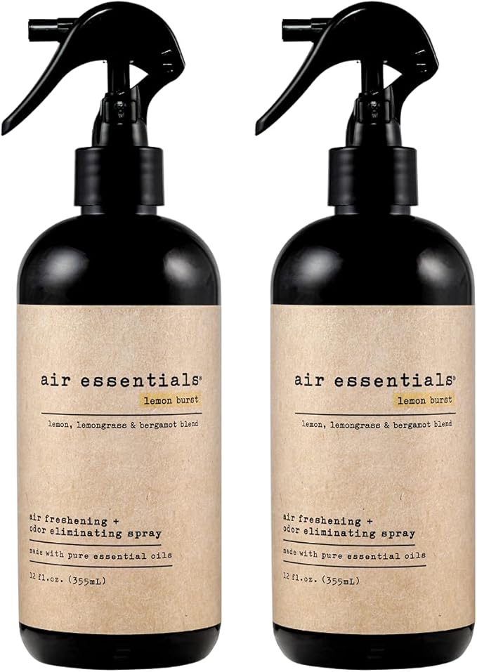 Air Essentials Air Freshener & Odor Eliminator Spray - 12 oz, Pack of 2 - Made with Pure Essential Oils - Lemon Burst Scent-PurrikoPets
