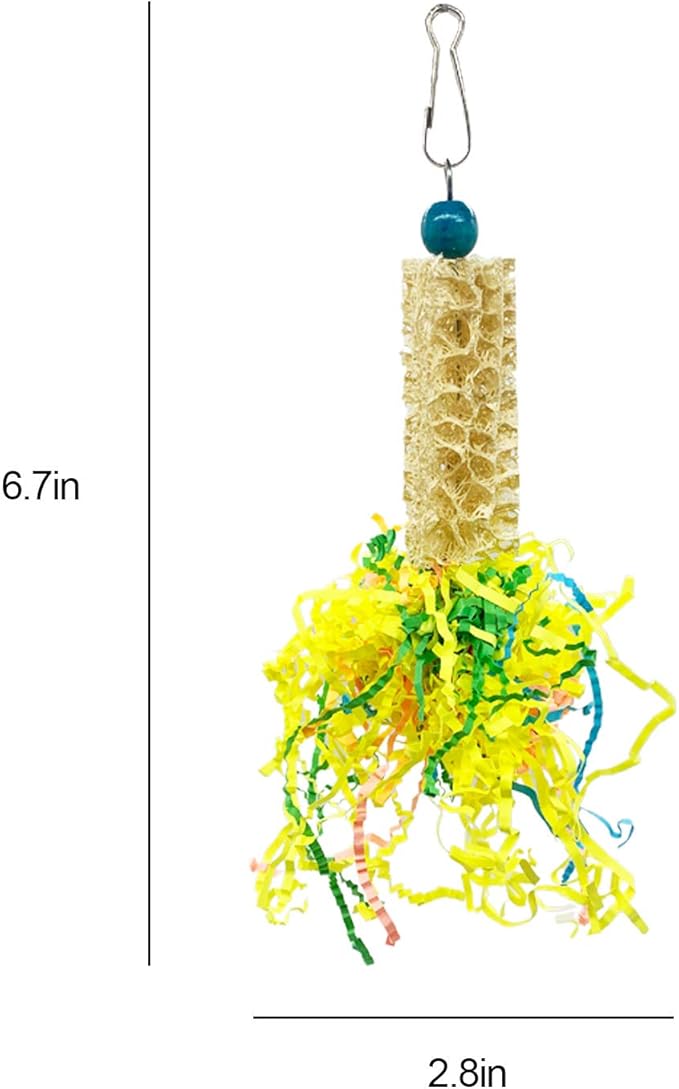 EBaokuup Bird Parrots Shredding Toys Parakeet Chewing Toys Bird Loofah Toys Parrot Cage Shredder Toys Bird Foraging Hanging Toys Bird Accessories for Parrots Lovebird Cockatiel Conure African Grey-PurrikoPets