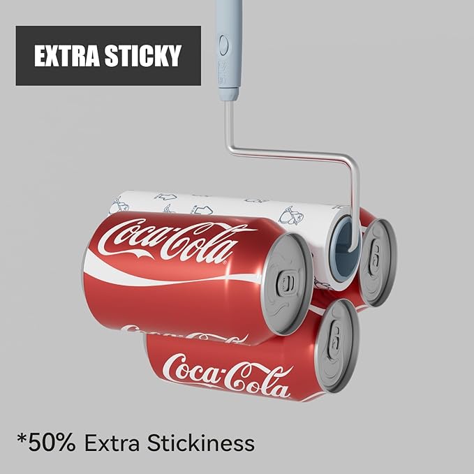 Extra Sticky Large Surface Lint Roller, 6.3'' Giant Lint Roller for Pet Hair, 360 Sheets/ 4 Refills, Long Handle Lint Remover for Clothes, Furniture (1 Roller + 360 Sheets)-PurrikoPets