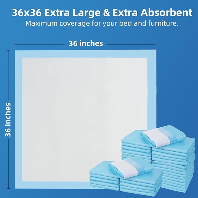 50 Count Extra Large Chucks 36"x36" Thicken Elderly Adults Incontinence Bed Pads Disposable, Heavy Duty Absorbency Underpads Waterproof, XXL Extra Large Puppy Pee Training Pad-PurrikoPets