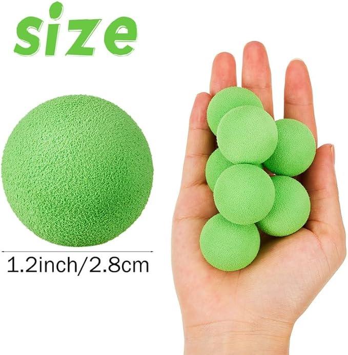 Frienda 24 Pieces Refill Balls Soft Green Foam Balls Refills Approx 1. 1 Inch in Diameter, Soft Small Light Cat Ball Toys-PurrikoPets