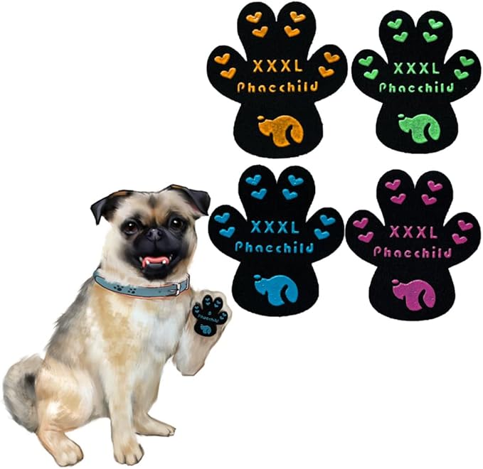 Dog Paw Pads Anti-Slip Grips,Dog Paw Protectors for Senior Dogs on Hot Pavement,Provides Traction to Keep Them from Slipping on Smooth Floors 20 sets-80 Pads Multicolor XXXL-PurrikoPets