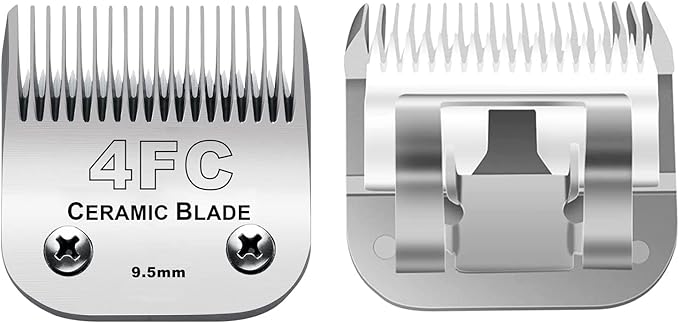 3PCS 4FC Blades Dog Grooming Clipper Replacement Blades Compatible with Andis Pet Clipper/Oster A5/Wahl KM Series Dog Clipper,Ceramic Blade & Stainless Steel Blade-PurrikoPets