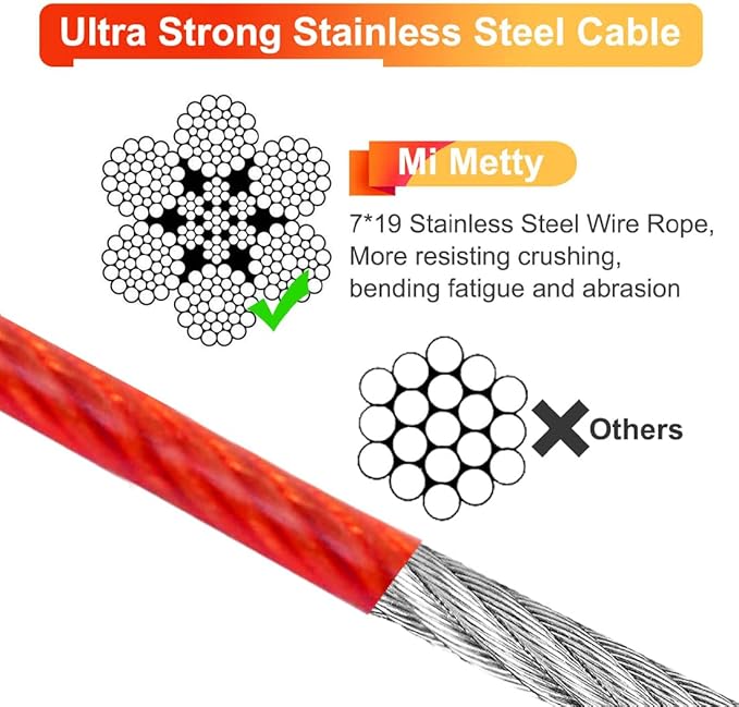 10FT Heavy Duty Dog Tie Out Cable for Large Dogs up to 125lbs, Durable Runner Tether Line (Red)-PurrikoPets