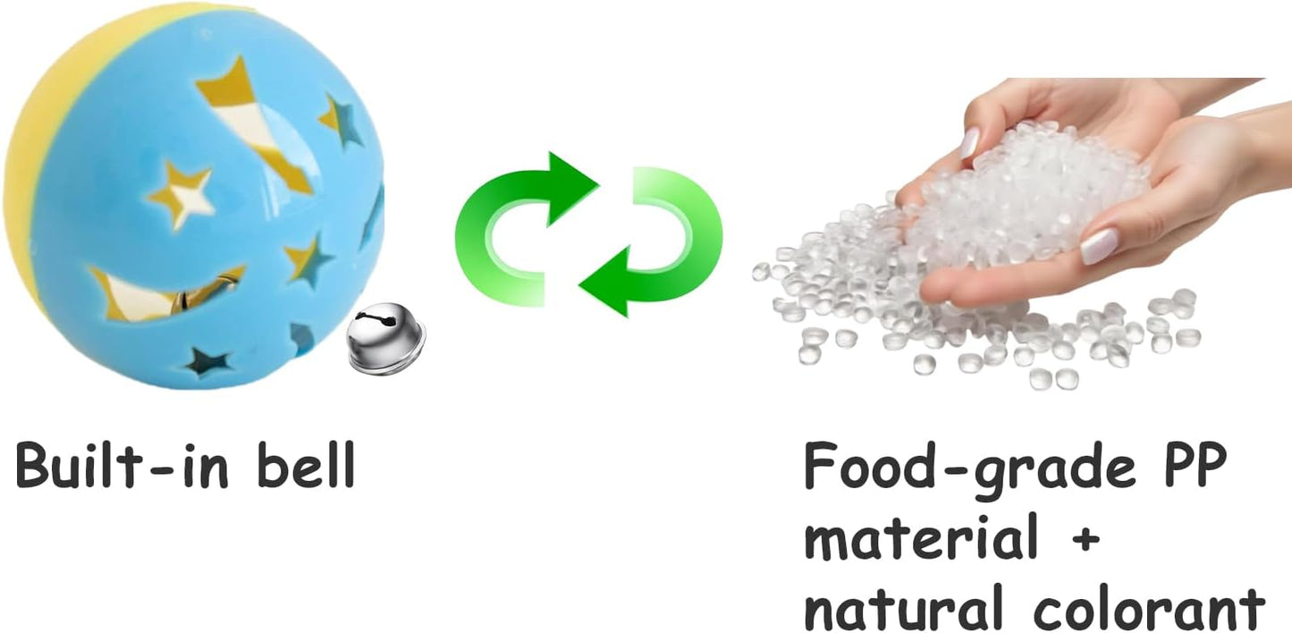 5-Piece Cat Toy Balls with Bells for Kittens and Indoor Cats, Over The Moon(1.5'', Basic Cat Toy Set)-PurrikoPets