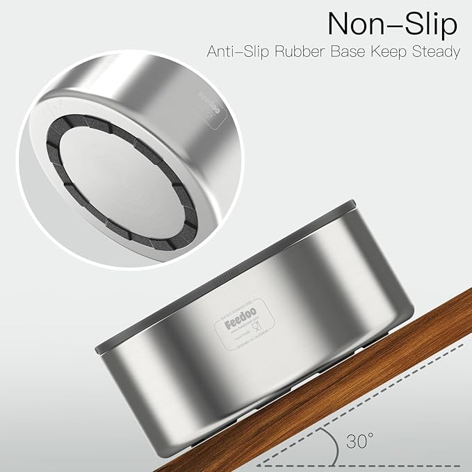 1Gallon Double Layer 304 Stainless Steel Dog Bowl - Insulated & Durable | Non-Slip Base | Easy to Clean | BPA-Free Safe Dog Water Bowl[128oz for Large Giant Breeds]-PurrikoPets