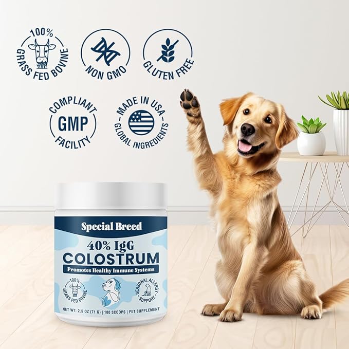 40% IgG Grass Fed Colostrum for Dogs, High IgG Third Party Tested, Immune Support, Skin & Gut Health, Seasonal Allergy & Itch Relief, Made in USA, 2.5 Oz-PurrikoPets