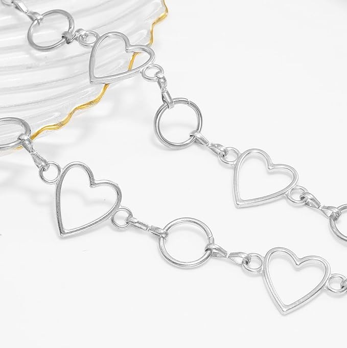 Metal Waist Chain Women - Love Hearts Pendant Adjustable Link Belt
