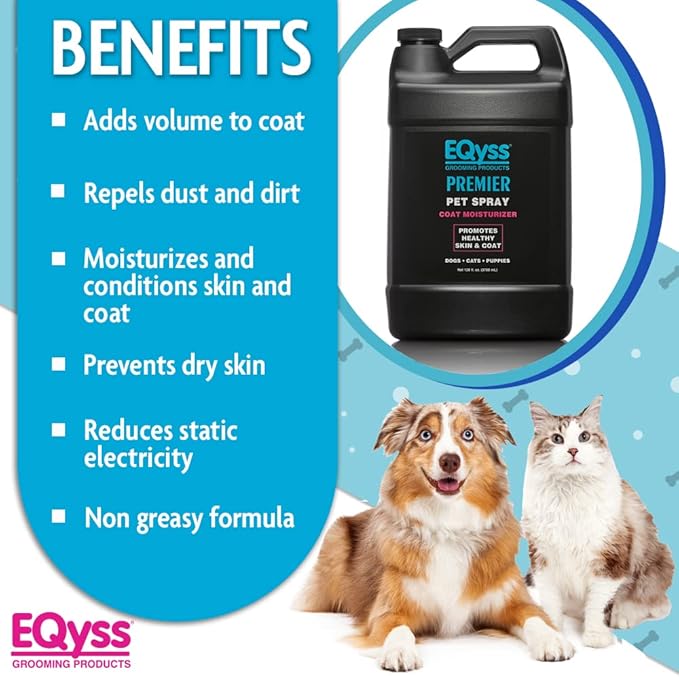 EQyss Premier Pet Spray - Moisturizes & Conditions for Healthy Skin & Coat, Non-greasy, Repels Dust & Dirt - Great for Dogs, Cats, Puppies (128 oz)-PurrikoPets