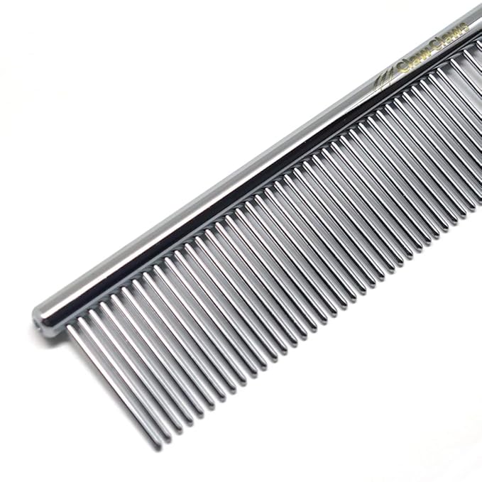 6.1" Comb with Rounded Ends Spine, Pet Comb for Professional Groomer Tool, for Short to Medium Haired Dog, Cat and other pets.-PurrikoPets