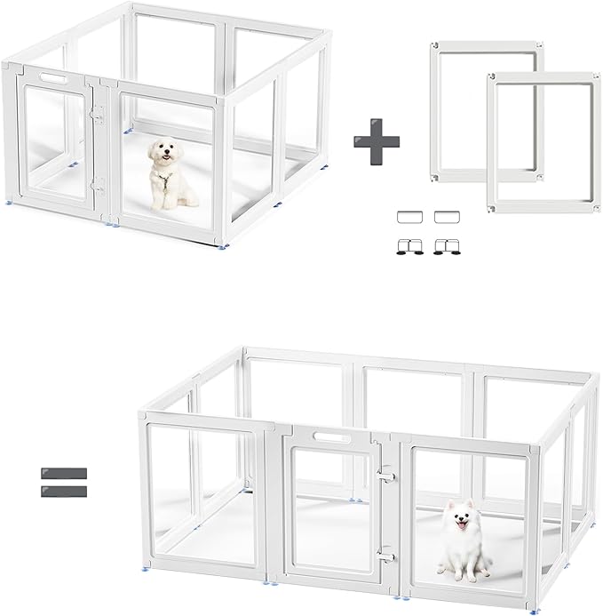 Acrylic Dog Playpen Suitable for Expanding Clear Dog Playpen Includes 2 I-Type Connectors and 2 Suction Cup Bases（30", 2PCS）-PurrikoPets