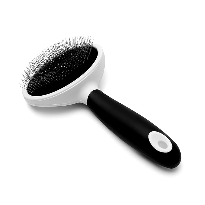 Fuller Brush Slicker Pet Brush - Angled Fine Steel Wires - Ergonomically Designed Rubberized Handle For Comfort & Control - Remove Shedding & Matted Hair - Tool For Grooming Dogs & Cat-PurrikoPets