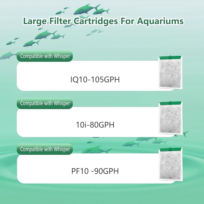 9-Pack Aquarium Filter Cartridge Compatible with Whisper Power Filters,Medium Replacement Filter Cartridges for 10i IQ10-105GPH-PurrikoPets
