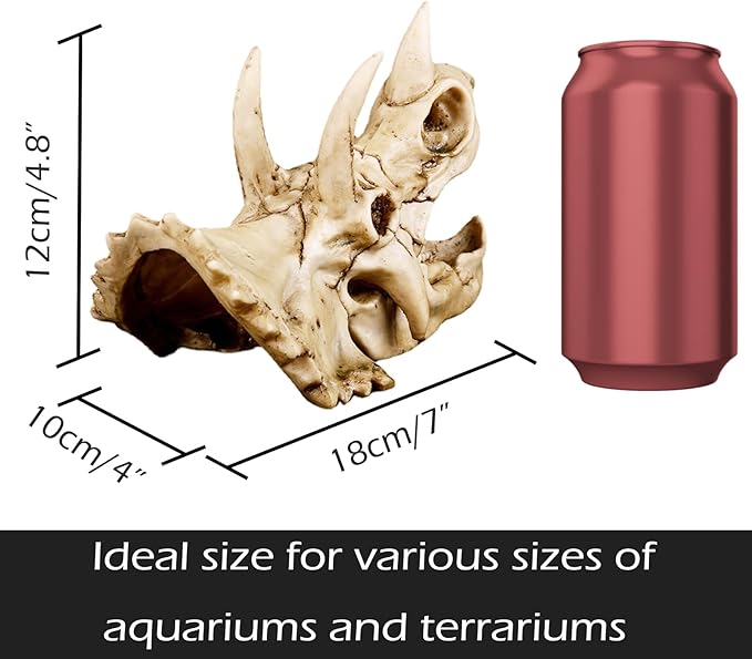 Fish Hideout Cave Dinosaur Animal Skull Reptile Ornament Halloween Décor for Terrarium Aquarium Large Decorations Betta Tarantula Snake Decor Bones-PurrikoPets