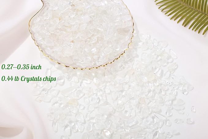 1lb Clear Quartz Aquarium Gravel Rocks Natural Tumbled Healing Crystal Chips Bulk Gemstones Crushed Stones for Fountain Vase Filler Planters Decorative Fish Tank Potted Reiki Energy Balancing-PurrikoPets
