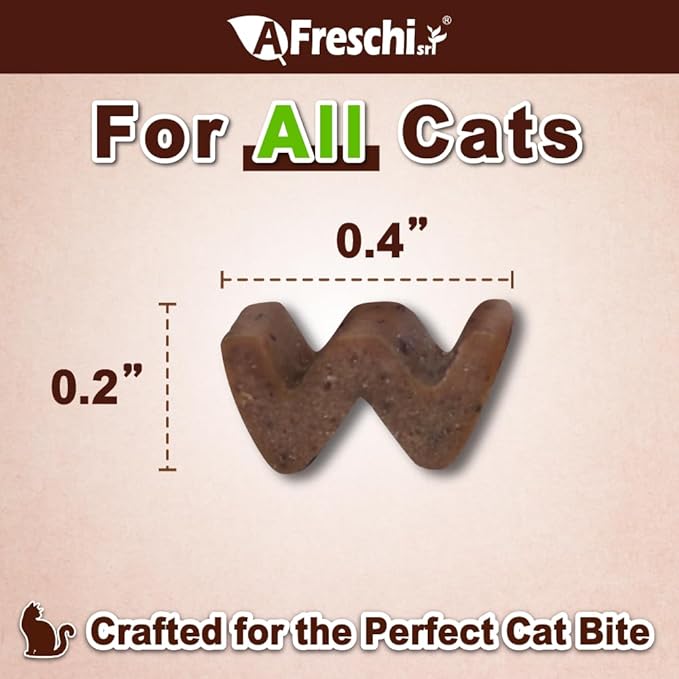 Afreschi Natural Cat Treats Turkey & Chicken & Mackerel W Shape 6 oz, All-Natural, High-Protein, Grain-Free, Healthy, Low-Fat, Easily Digestible-PurrikoPets