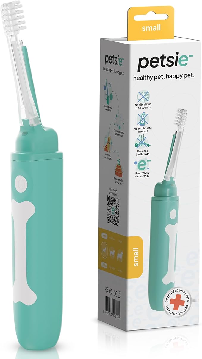 Dog Toothbrush | Innovative Eletrolytic Technology | Improves Oral Health & Reduces Bad Breath | No Vibrations & Silent Teeth Cleaning Brush | No Toothpaste Needed | Dog Teeth Cleaning Kit-PurrikoPets