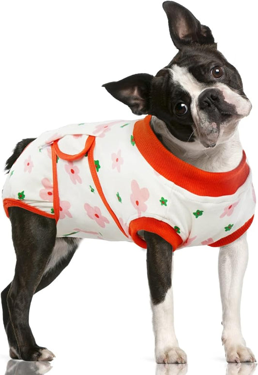 FUAMEY Recovery Suit for Dogs After Surgery,Soft Breathable Dog Bodysuit E-Collar & Cone Alternative Surgical Suit,Male Female Dog Neuter Spay Suits Anti Licking Wounds Onesie Red Flower XXL-PurrikoPets