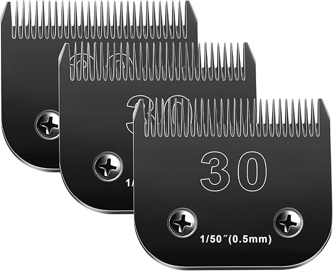30 Blades Dog Grooming Blades Compatible with Andis/Oster A5/Wahl KM-10 Series Dog Clippers,Detachable Clipper Replacement Blade,Black,(30#/3PC)-PurrikoPets