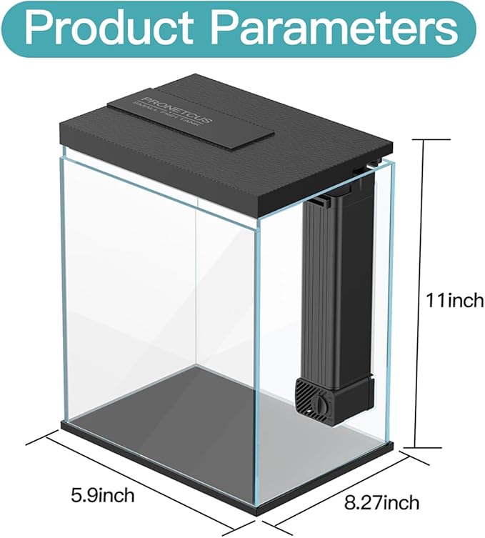 Glass Betta Aquarium Starter Kits, 2 Gallon Fish Tank with Heater Filter and Light.-PurrikoPets