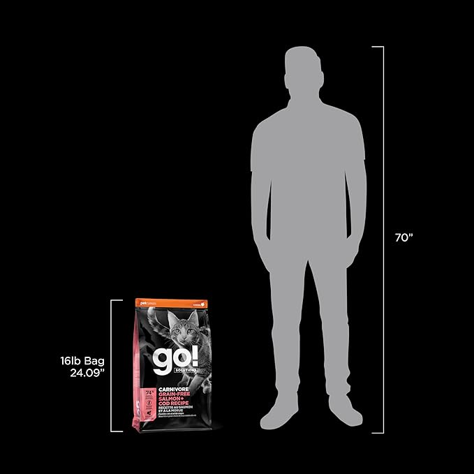 Go! Solutions Carnivore, Grain-Free, Protein Rich Dry Cat Food, Salmon and Cod Recipe, 16 lb Bag-PurrikoPets