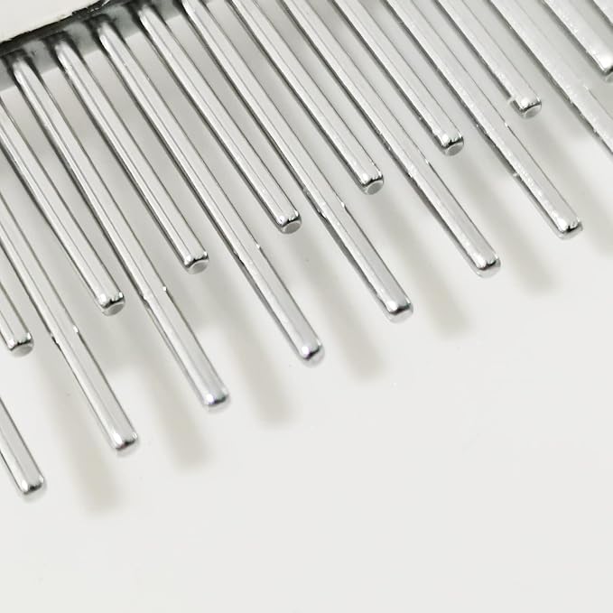 Dog or Cat Comb Grooming with Short and Long Teeth Dematting Knots Tangles Remover Combs Detangler Tool Suitable for Dogs Cats Poodle HorseStainless Steel Pin (Red)-PurrikoPets