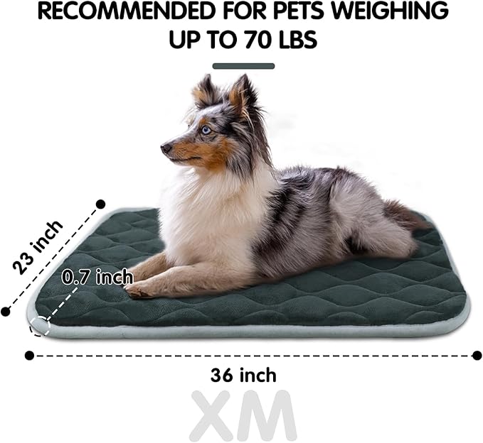 furrybaby Dog Bed Mat Flat Crate Mat with Anti-Slip Bottom Machine Washable Pet Kennel Pad for Dog Sleeping (XM 36x23'', Grey Mat)-PurrikoPets