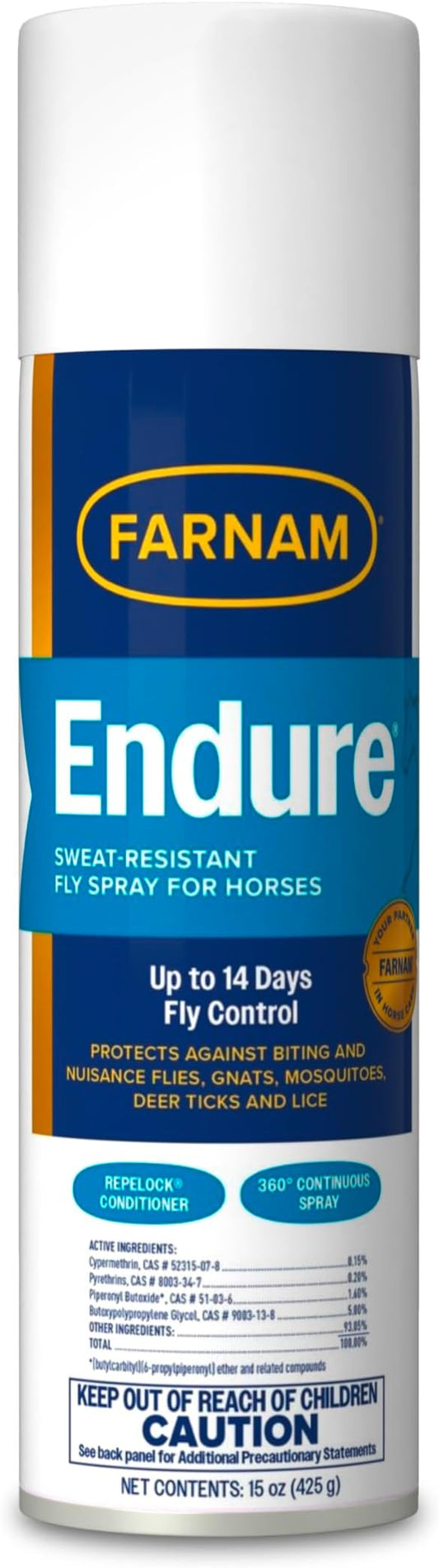 Farnam Endure Sweat-Resistant Fly Spray for Horses, Protects Against Lyme Disease, 15 oz-PurrikoPets
