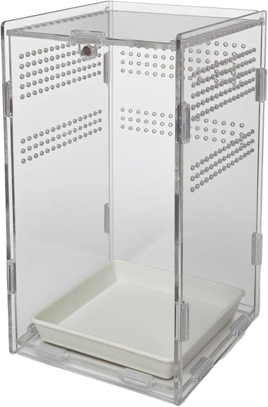 Acrylic Jumping Spider Enclosure,Reptile Enclosure,Bug Habitat, for Small Tree Dwelling Reptiles,Arboreal Tarantula Enclosure, Spider Terrarium Kit,Plastic Terrarium(4.7" X 4.7" X 8")-PurrikoPets