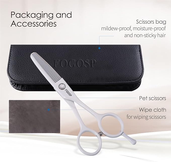 5 in Thinning Shears for Dogs Grooming Face for Small Dogs Eyes Face Paw Professional Small Cat Grooming Scissors(5" Blender,White)-PurrikoPets