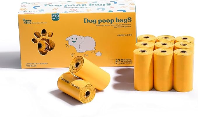 Dog Poop Bags Rolls Biodegradable 100% Leak Proof Dog Waste Bags -270 Count 18 Rolls - Cornstarch Based Doggie Poop Bag for puppy and Big Dogs(Lavender)-PurrikoPets