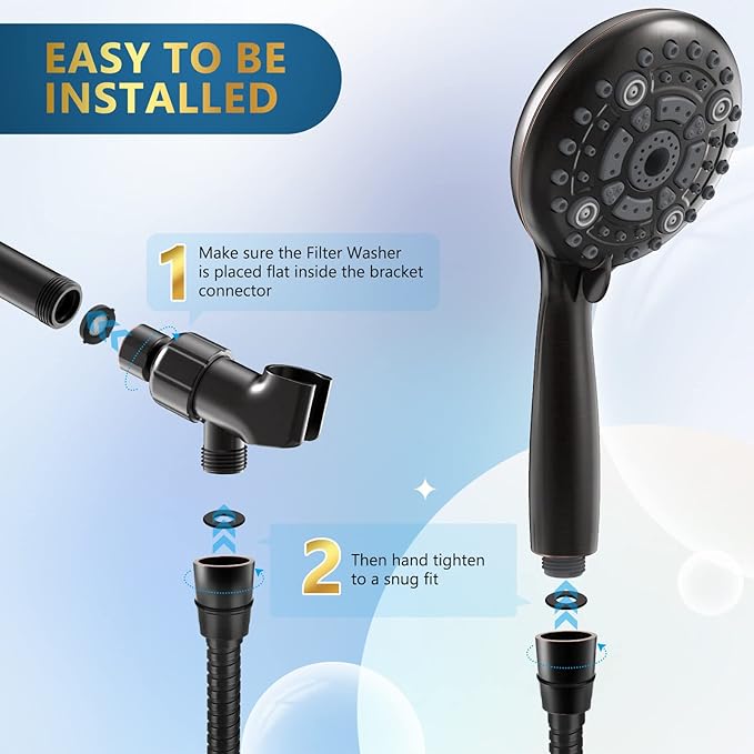 6 Spray Modes High Pressure Handheld Showerhead Set Upgraded 5 Inches Shower Head with Handheld Spray Oil Rubbed Bronze Handheld Shower Head 60 Inches Stainless Steel Hose-1-Min Install-PurrikoPets