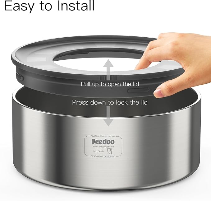 1Gallon No Spill Water Bowl for Dogs, Double-Wall Stainless Steel with Splash-Proof Paws Lid and Floating Disk, Non-Slip Base, Easy to Clean Slow Water Feeder for Large Medium Dogs-PurrikoPets