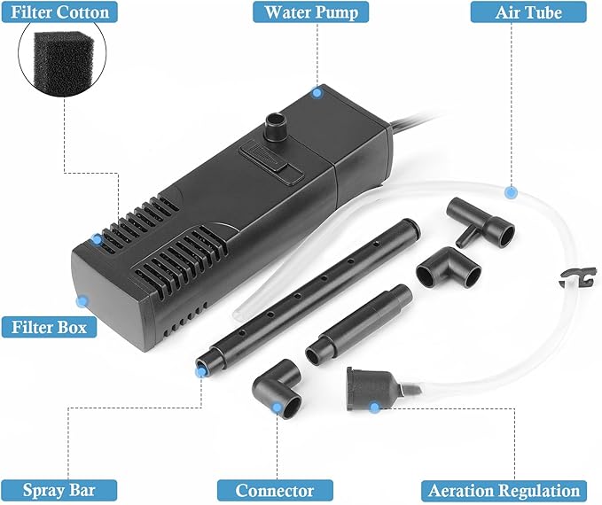 FEDOUR Submersible Aquarium Internal Filter, Filter with Water Pump for Fish Tank up to 35 Gallon (for 3-20 Gallon)-PurrikoPets