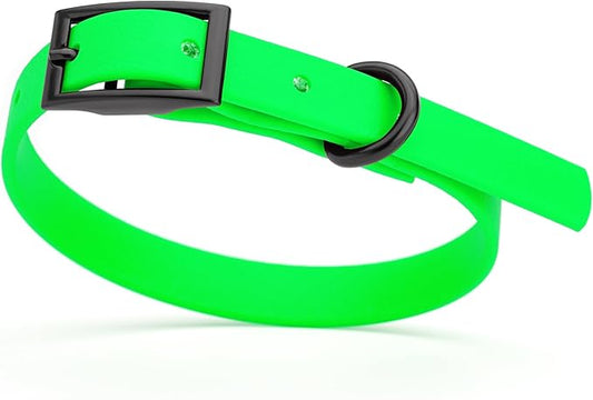 Dogline Biothane Waterproof Dog Collar Strong Coated Nylon Webbing with Black Hardware Odor- Proof for Easy Care Easy to Clean High Performance Fits Small Medium or Large Dogs, Tropical Green-PurrikoPets